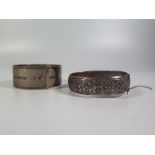 A Sterling Silver 'Belt' Bangle and .800 hinged bangle, 69g