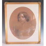 William Rowland?, Portrait Sketch of a Young Lady, chalk and pastel on paper, framed and glazed,