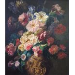 Floral Still Life, oil on canvas laid on board, 81 x 69 cm, framed