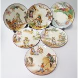 A Rare Set of Six 19th century Majolica Plates 'The World in Reverse' inspired by Grandville