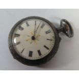 A .935 Chased Silver Lady's Pocket Watch