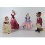 Royal Doulton Dinky Do Figurine and Fox and two Coalport