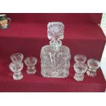 Cut Crystal Decanter with six shot glasses