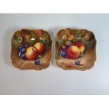 A Pair of Royal Worcester Fruit Decorated Dishes, signed Mosely, 12cm