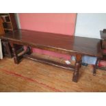 A Good Reproduction Oak Four Plank Refectory Table, 228 x 81 cm