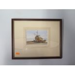 roger Matthews, Beached, at Sidmouth, watercolour, 16 x 11cm, framed (glass damaged)