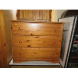 Contemporary Beech Effect Bedroom Suite comprising a pair of chests of drawers and matching