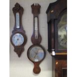 Grassi & Fontana Exeter _ A Nineteenth Century Mahogany and inlaid banjo barometer with thermometer