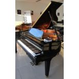 Kawai (c2007)
A 4ft 11in Model GM10 grand piano in a bright ebonised case on square tapered legs,