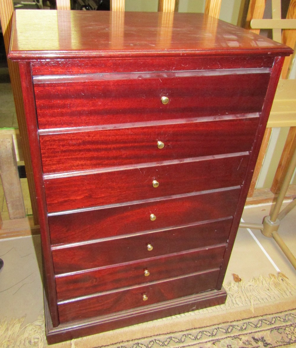 Music Chest
A mahogany music chest containing 7 drawers on a plinth base; 47cm wide.