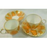 A Davenport porcelain trio and small plate (twiffler), pattern number 2349,