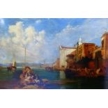 A 19th century oil on canvas, Venetian scene of the Riva Degli Schiavone, unsigned, 50cm x 75cm,