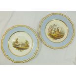 A pair of H & R Daniel porcelain dessert plates, first gadroon shape, pattern no.