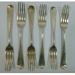 A set of six Victorian silver old English pattern dinner forks, Exeter 1875,