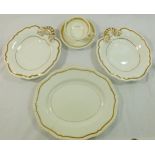 Two H & R Daniel porcelain side dishes and an oval plate, tea cup and saucer,