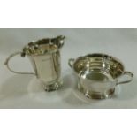 A modern silver cream jug and two-handled sugar bowl, Birmingham 1972, jug 7.