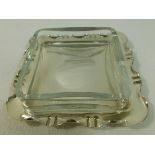 A late Victorian silver butter dish of square form with glass liner, Birmingham 1899, 12.