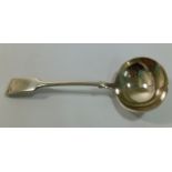 A Victorian silver fiddle pattern sauce ladle, London 1874, 18.1cm long, 2.16ozt, 67.