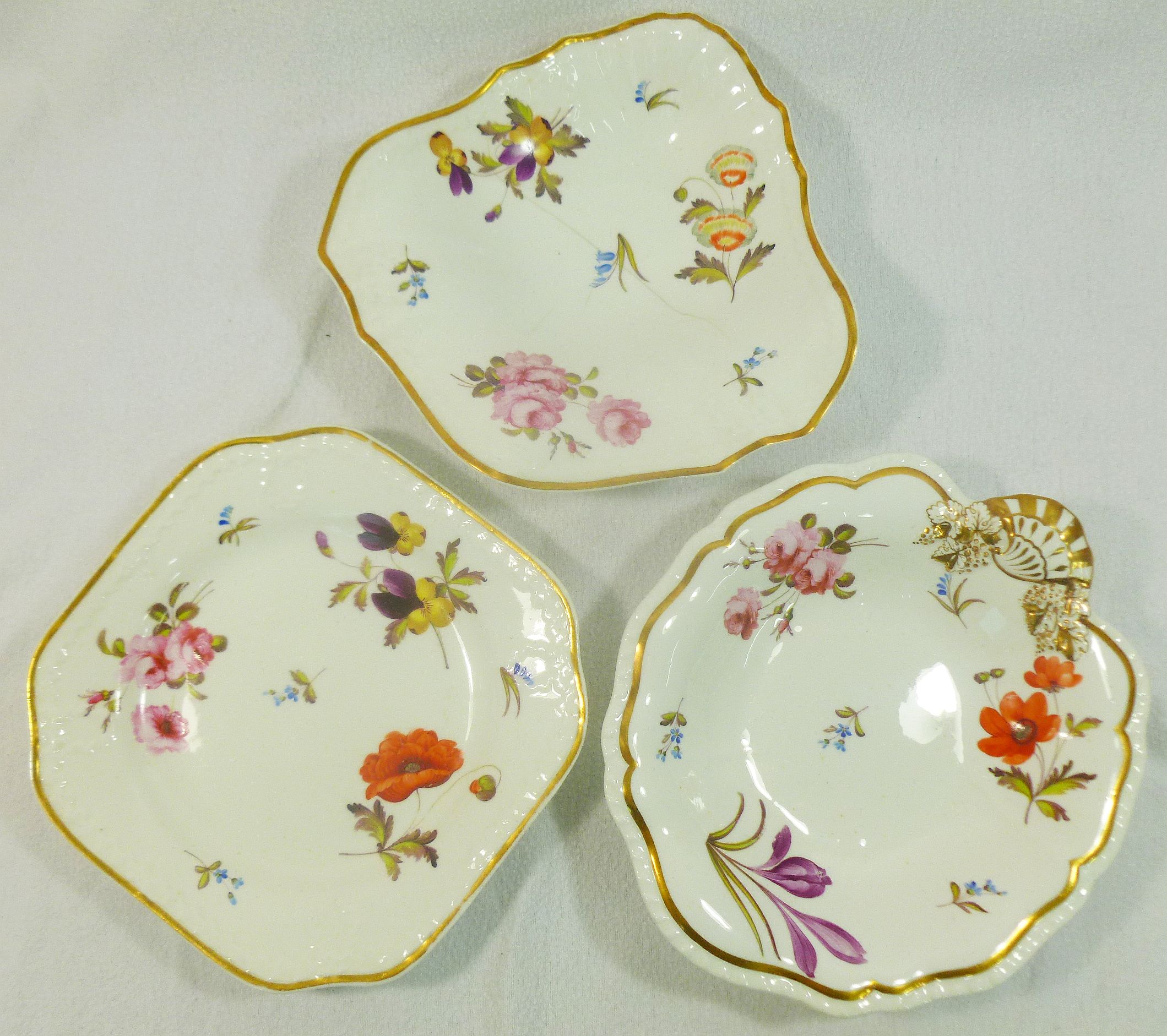 Three pieces of H & R Daniel porcelain comprised of two side dishes, cusped shape,