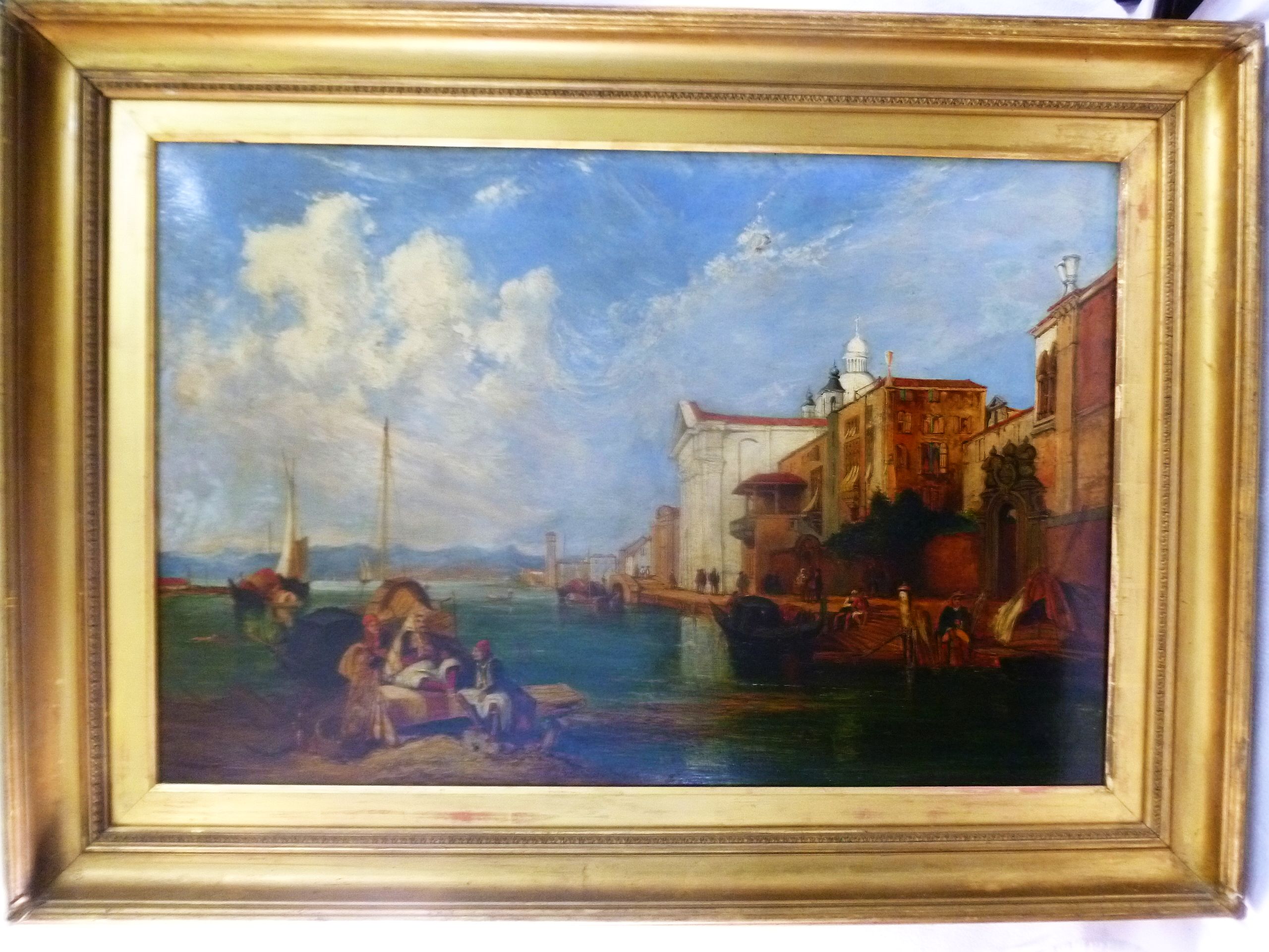 A 19th century oil on canvas, Venetian scene of the Riva Degli Schiavone, unsigned, 50cm x 75cm, - Image 2 of 6