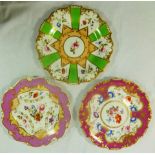 Three H & R Daniel porcelain dessert plates comprised of two Shrewsbury pattern examples,