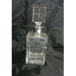 A silver mounted cut glass square decanter, London 1971,