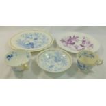 An H & R Daniel porcelain trio and a dessert plate,