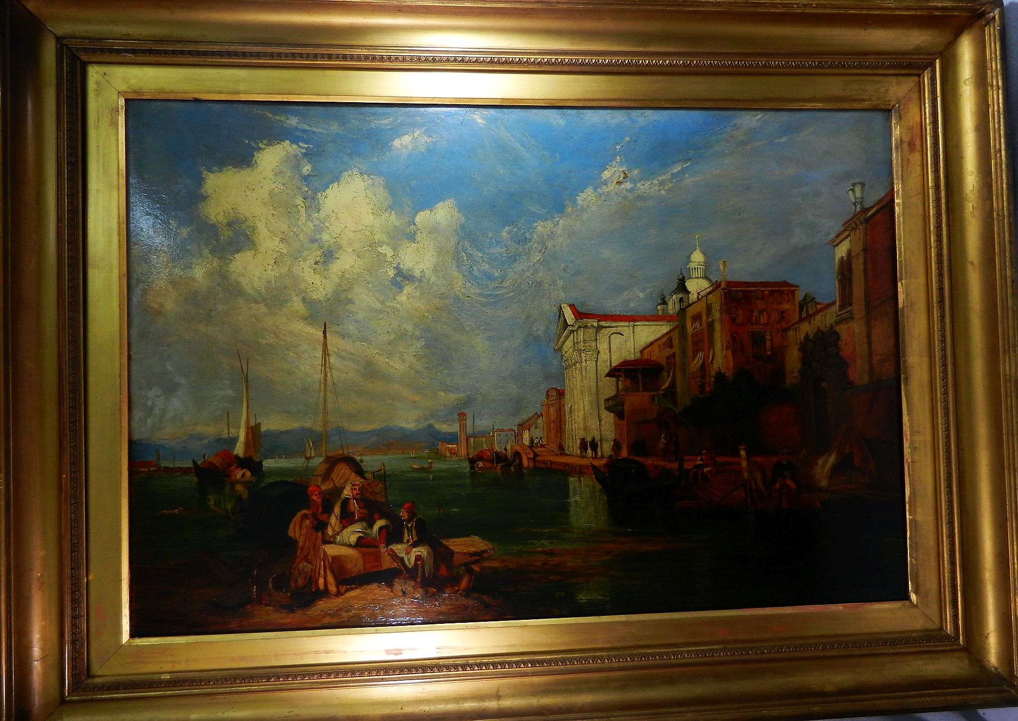 A 19th century oil on canvas, Venetian scene of the Riva Degli Schiavone, unsigned, 50cm x 75cm, - Image 3 of 6