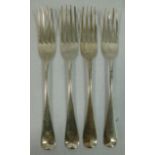 A set of four George III silver old English pattern table forks, London 1810 by Thomas Barker, 19.