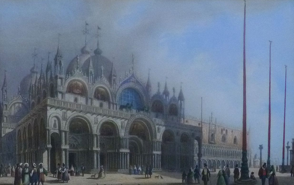 Two hand coloured mezzotints of St. Marks cathedral Venice and St. - Image 4 of 4