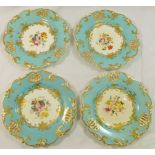 A set of four H & R Daniel porcelain dessert plates, pierced shell shape, pattern no.