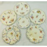 Five H & R Daniel porcelain dessert plates comprised of three Shrewsbury shape,