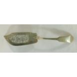 A William IV silver fiddle pattern fish slice with pierced decoration, London 1833,