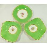 A pair of H & R Daniel porcelain side dishes and side plate, cusped shape, pattern no 3821,