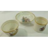 A Machin porcelain trio with ring handles,