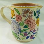 A large Poole Pottery BN pattern jug, shape 318, painted by Marian Jones,