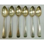 A set of six George III old English pattern silver dessert spoons, London 1809,