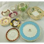 A collection of early 19th century and later English porcelain including a teapot,