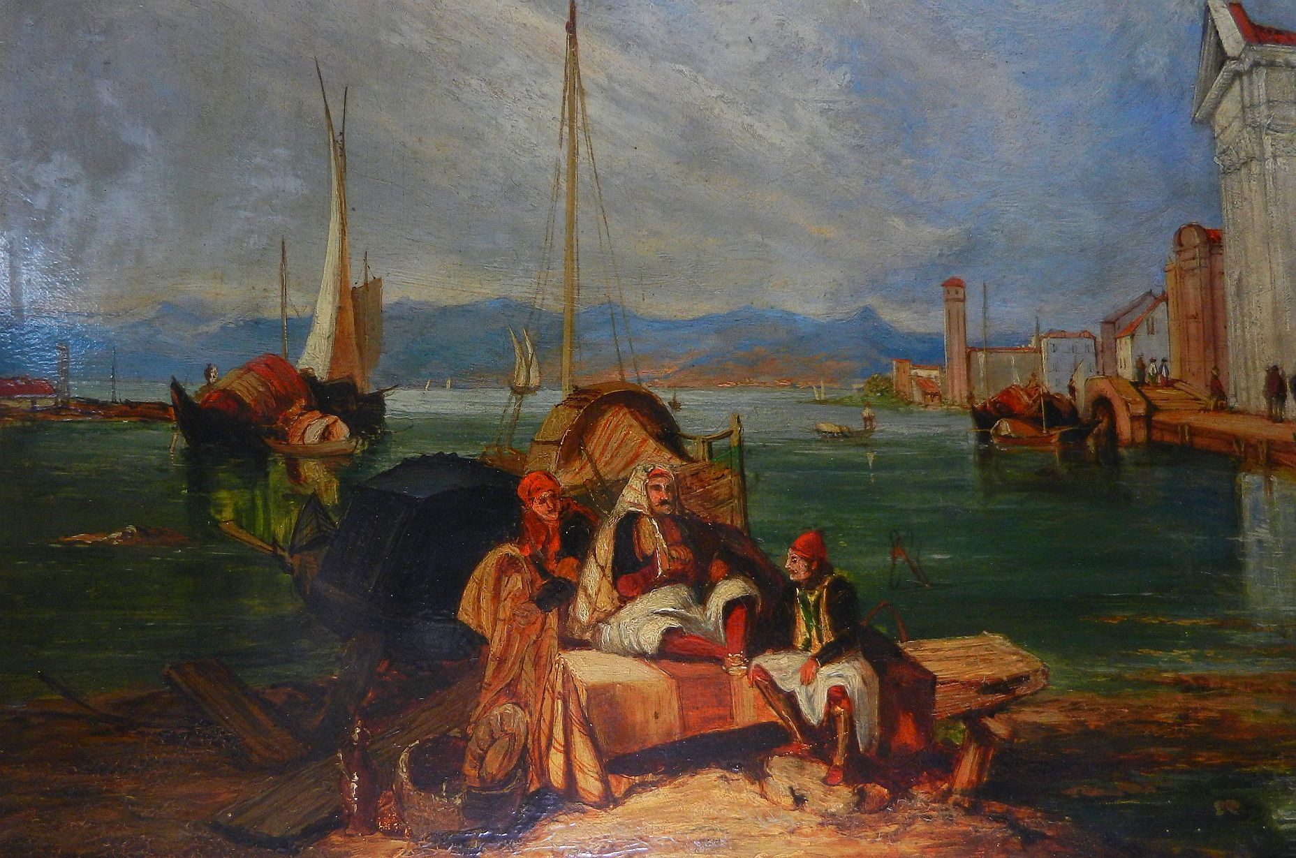 A 19th century oil on canvas, Venetian scene of the Riva Degli Schiavone, unsigned, 50cm x 75cm, - Image 4 of 6