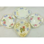 Four pieces of H & R Daniel porcelain, all cusped shape, comprised of a pair of side dishes,