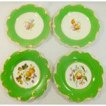 A pair of H & R Daniel porcelain dessert plates, shell border shape with apple green borders,