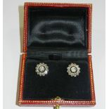 A pair of Victorian diamond circular flower head cluster earrings,