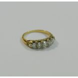 A Victorian diamond five stone half hoop ring, with diamond points,