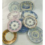 A collection of 19th century transfer decorated earthenware comprised of three plates by