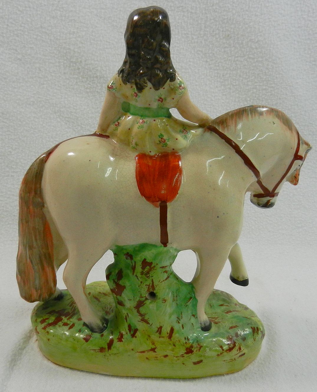 A Victorian Staffordshire flatback group of a girl on a pony, - Image 5 of 16