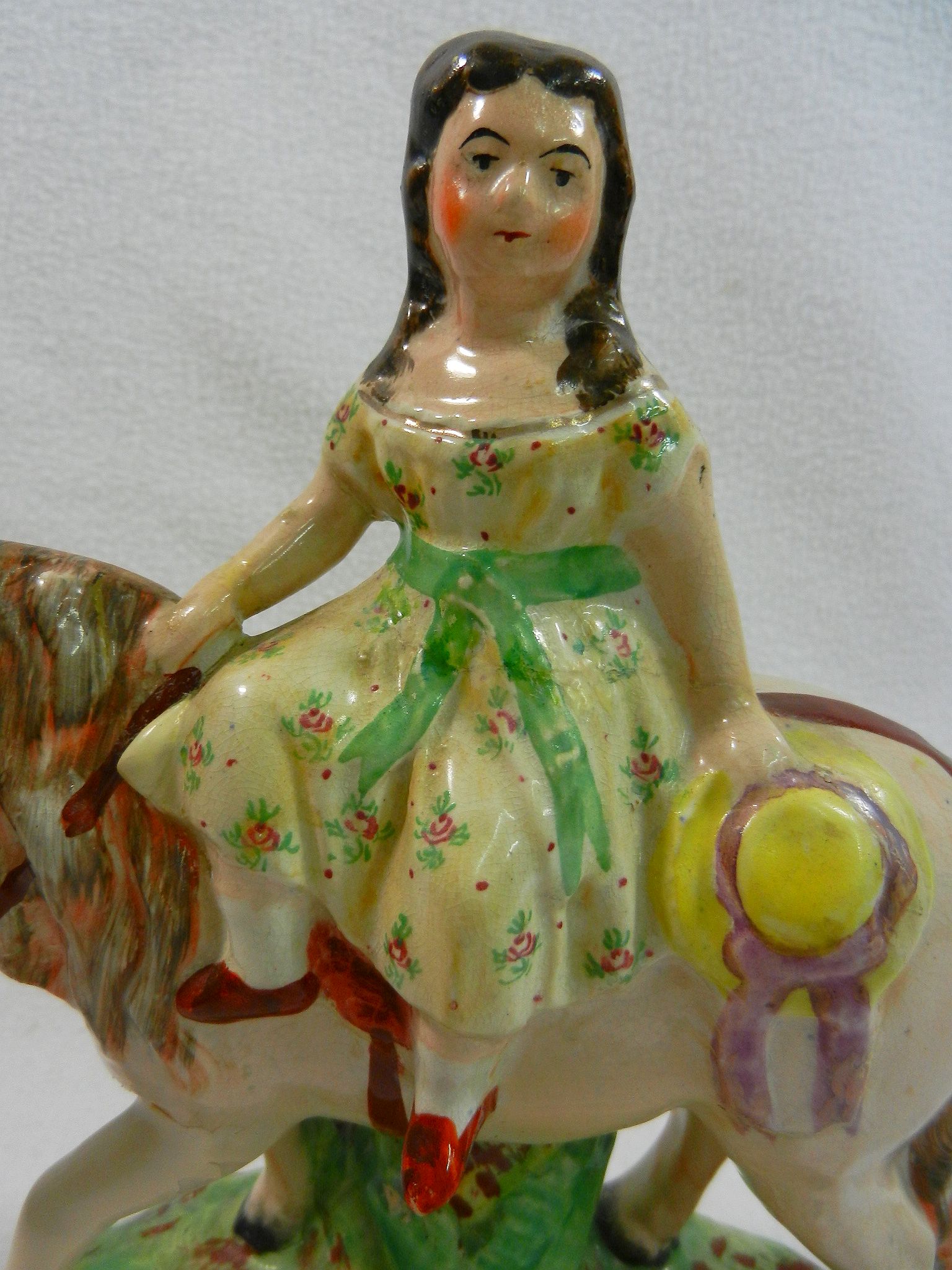 A Victorian Staffordshire flatback group of a girl on a pony, - Image 3 of 16