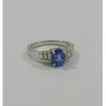 A tanzanite and diamond ring,