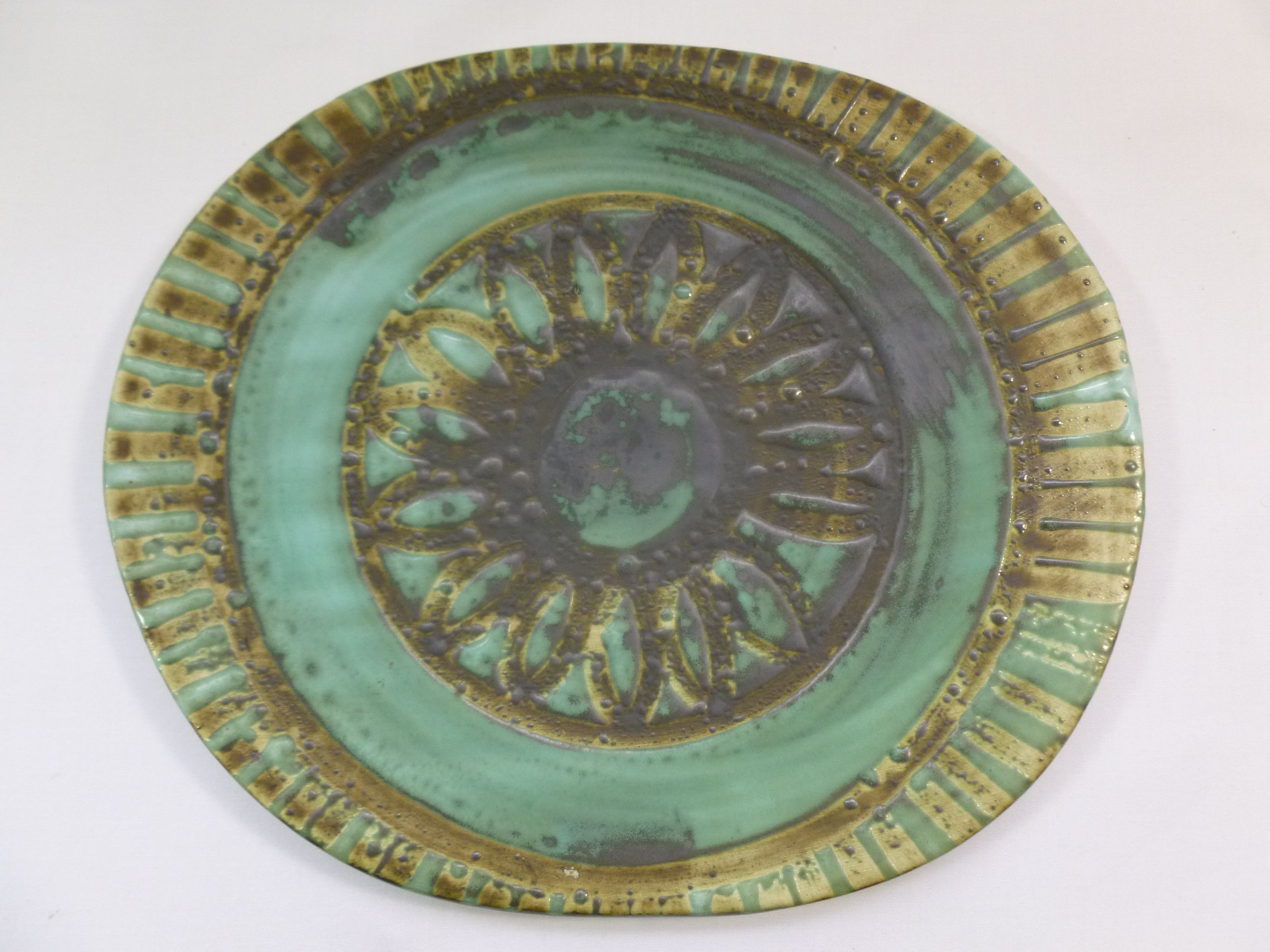 A David Sharp, Rye Pottery oval plate, 27.5cm x 23.