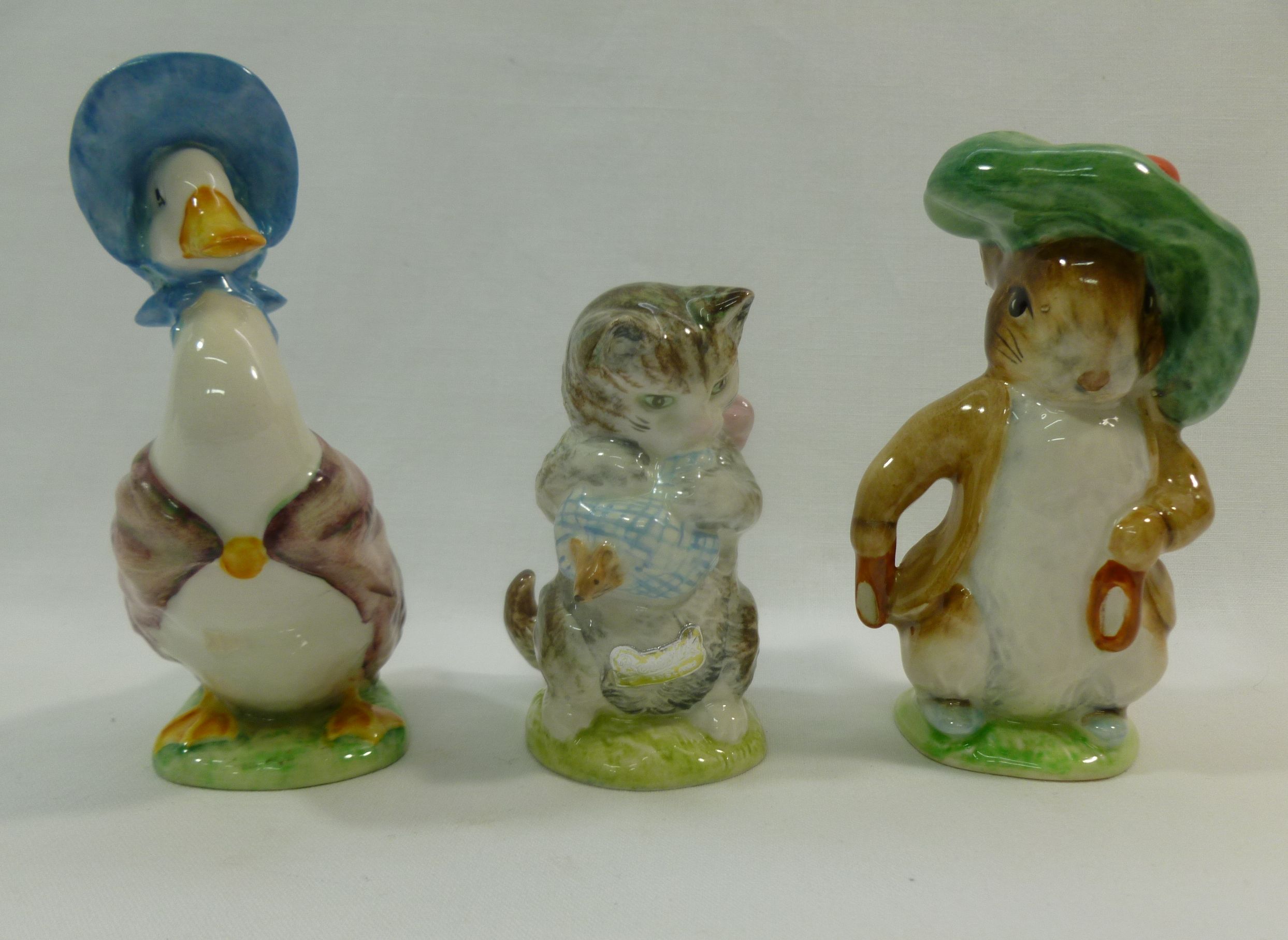 Three Beswick Beatrix Potter figures, 'Benjamin Bunny', 10cm high, 'Jemima Puddleduck',