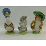 Three Beswick Beatrix Potter figures, 'Benjamin Bunny', 10cm high, 'Jemima Puddleduck',